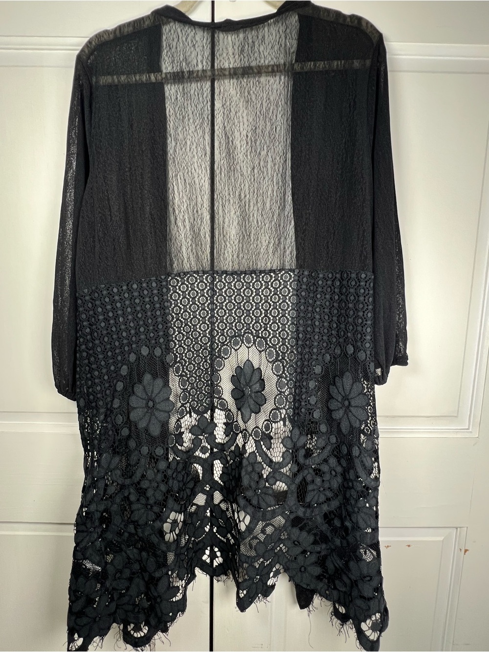 Siren Lily Lace Sheer Open Front Kimono/Cardigan 3/4 Sleeves Size 1X - Picture 6 of 8